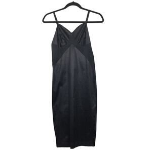 Sweetheart Y2K Goth Fitted Sheer Side Panel Lace Trim Grunge Black Slip Dress 32